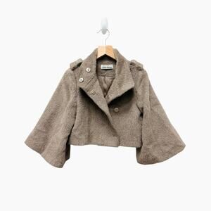 Hussein Chalayan Fur Brown Crop Coat Jacket Women’s Size 2‎